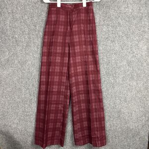 Franck Olivier Paris Pants Womens Size 40 XS Red Plaid Wool Blend Academia